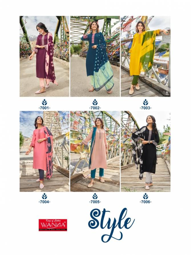 Wanna Style Rayon Slub Readymade Suits Catalog